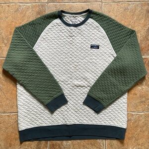 L.L. Bean Men’s Quilted Sweatshirt, Crewneck, Grey and Green
